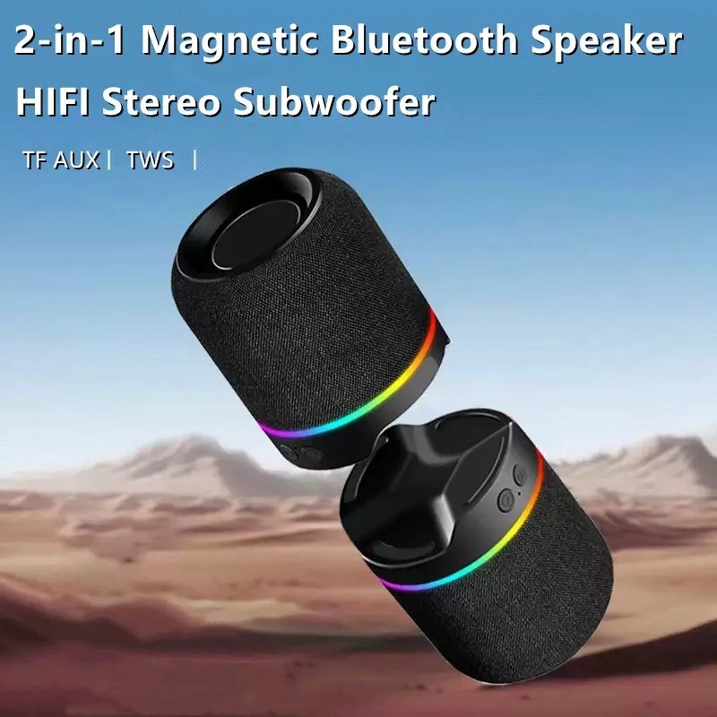 M25 Portable 2-in-1 Magnetic Bluetooth Speaker – Hi-Fi TWS Stereo Subwoofer with TF Card Support