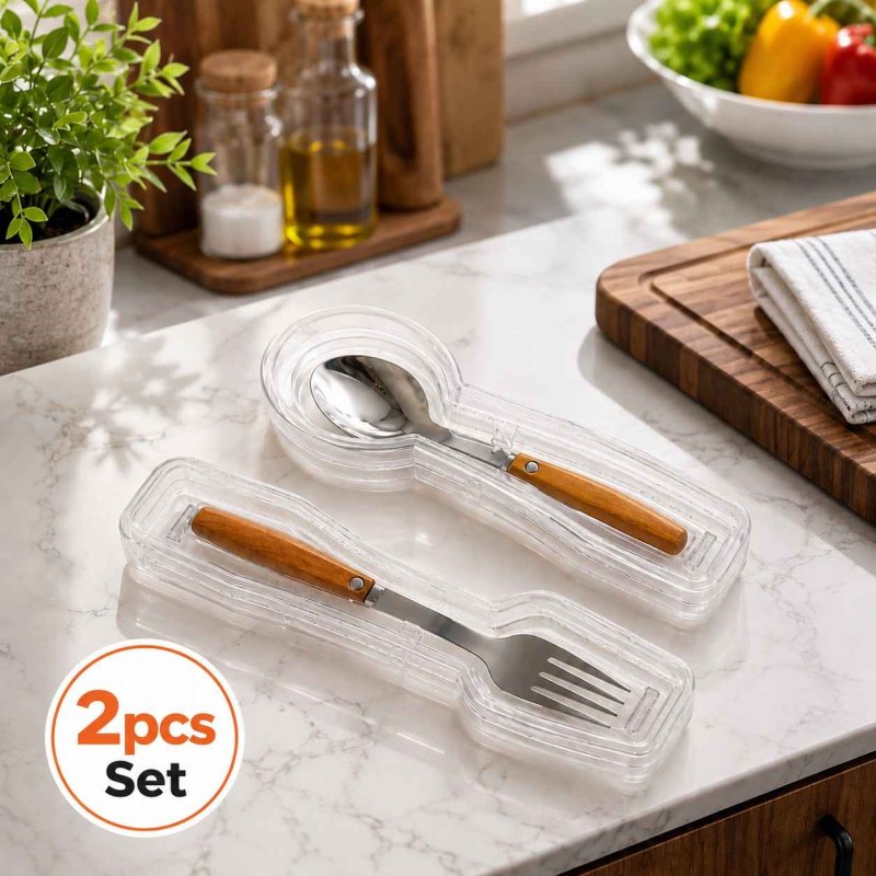 2-Piece Transparent Cutlery Holder Set – Fork & Teaspoon Storage Organizer