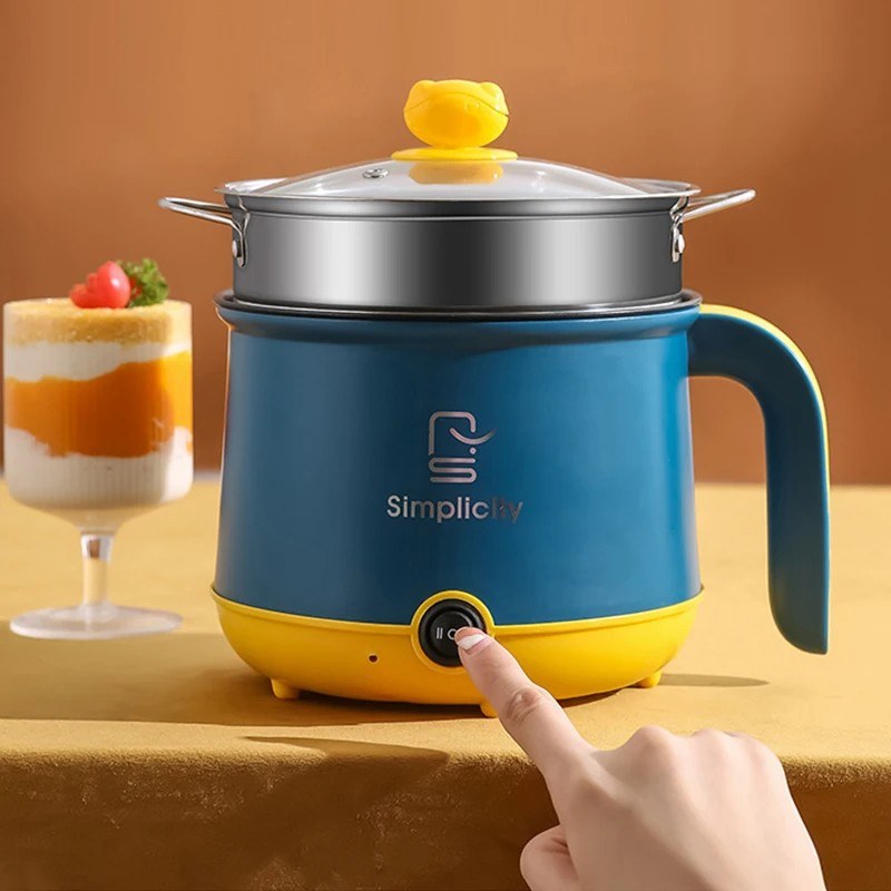 Simplicity Double Layer Cooker 1.8L – Nonstick Multifunctional Electric Hot Pot & Steamer