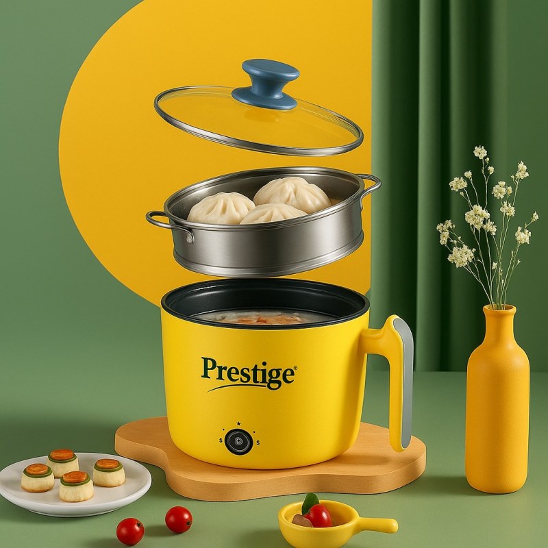 Prestige 22cm Multifunctional Electric Cooking Pot with Steamer – Household Kitchen Hot Pot