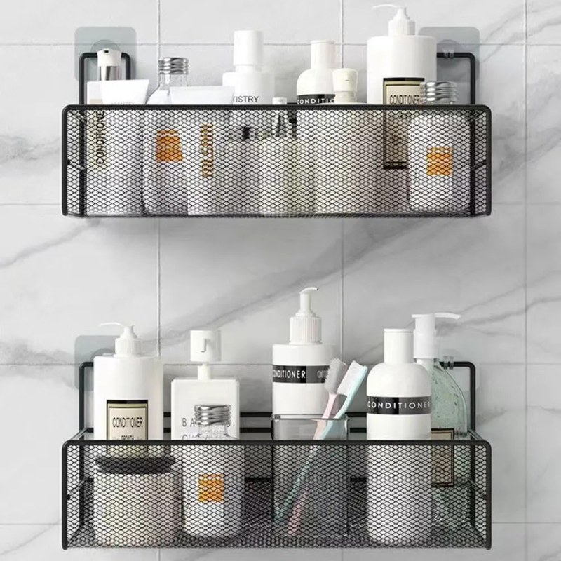 Metal Bathroom Wall Mounted Storage Rack – Shower Caddy Organizer Shelf