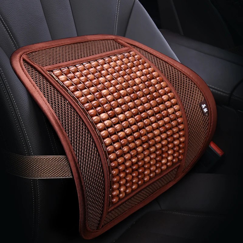 Wooden Bead Car Seat Cushion & Back Support – Summer Breathable Waist Massage Cushion
