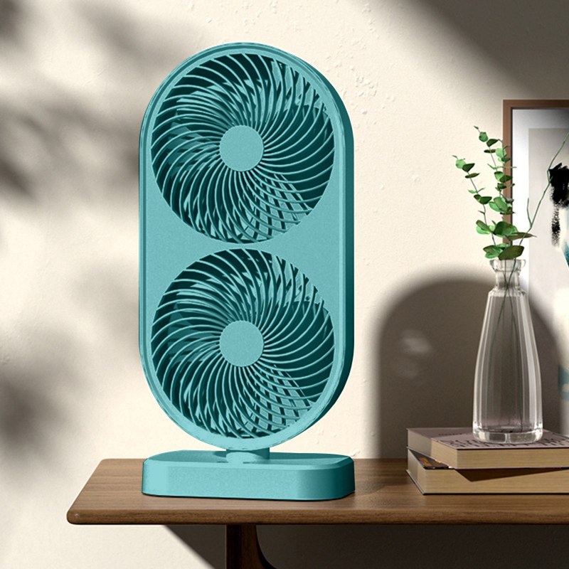 120° Adjustable Double Head Desk Fan 4000mAh | 4-Speed Rechargeable Fan