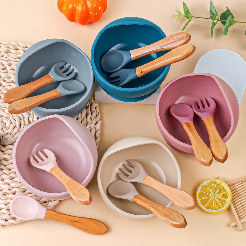 3-Piece Silicone Baby Feeding Bowl Set – Suction Bowl with Spoon for Kids & Toddlers
